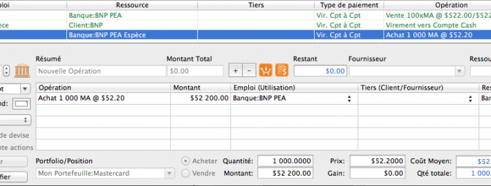 Gestion du fractionnement d'une action